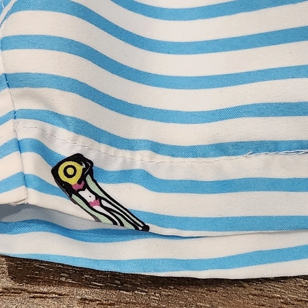 Boardies Men’s Swim Shorts Trunks Striped Blue White Size Medium